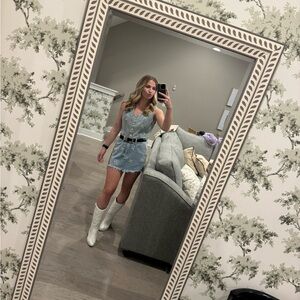 Denim Sleeveless Dress with Belt